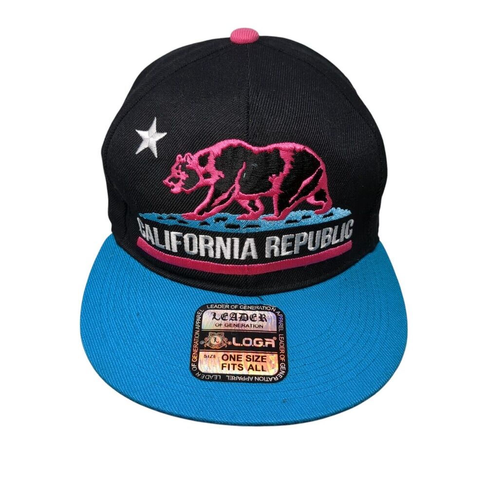 California Republic Snapback Hat Multi One Size Embroidered Leader LOGA